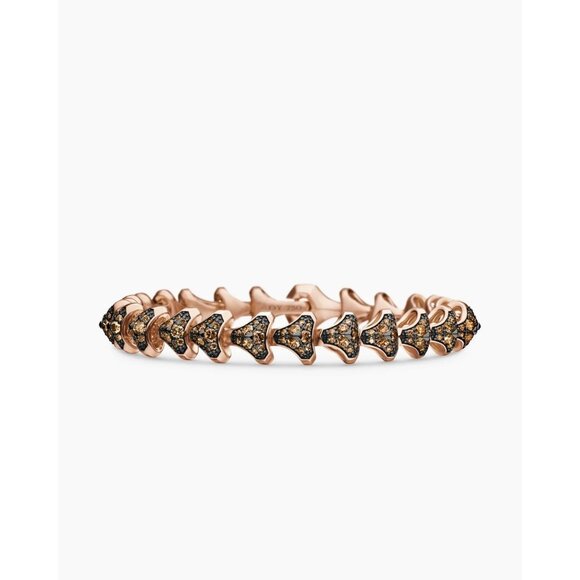 David Yurman 18K Rose Gold Chevron-Link Bracelet with Pavé Diamonds - Picture 1 of 11